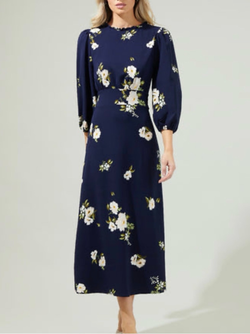 NWT Baltic Born Navy Floral Maxi Dress with Puff Sleeves